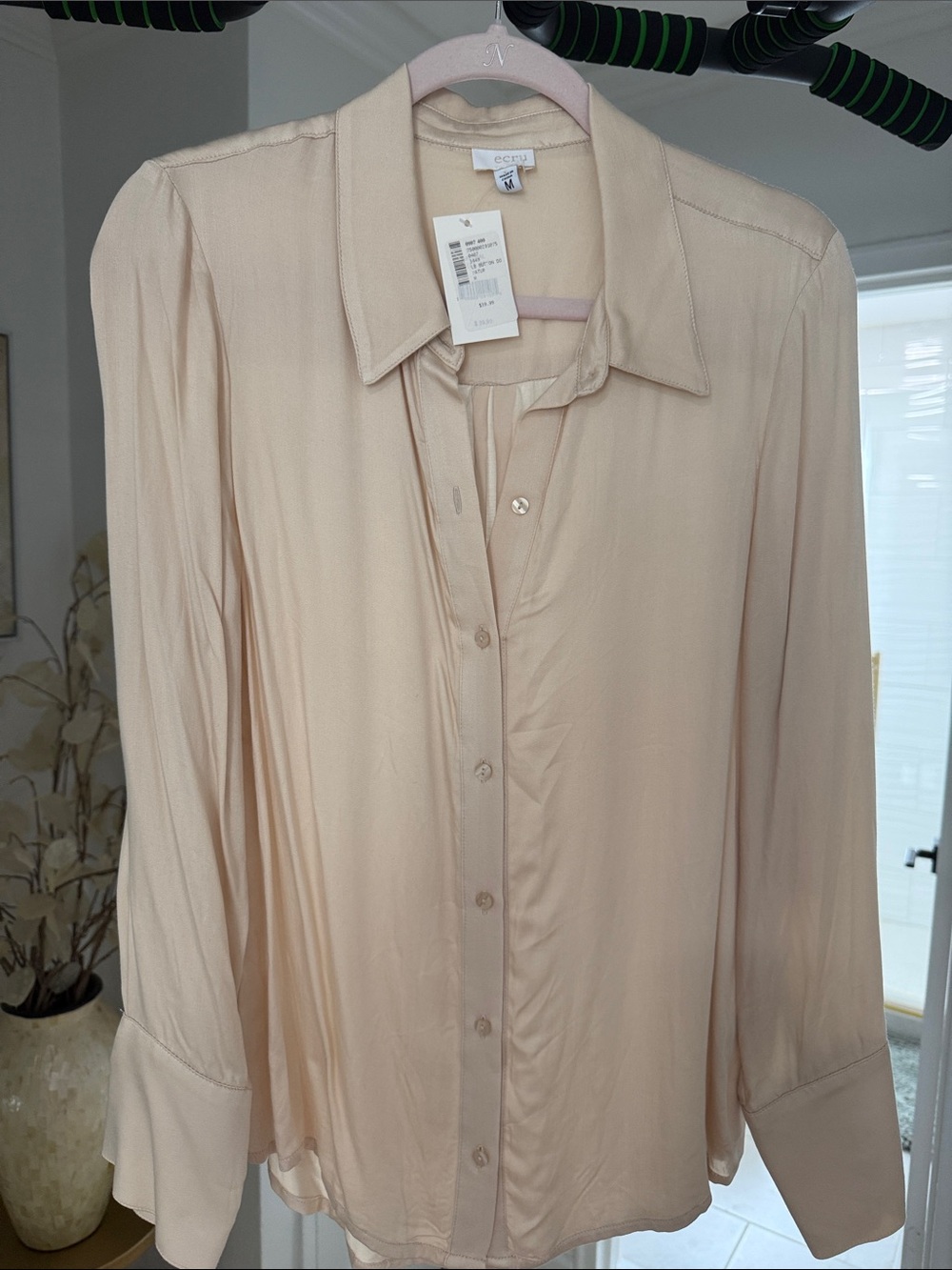 ecru Cream Button-Down Blouse